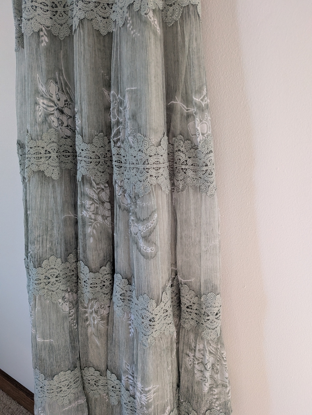 Anthropologie BHLDN Joni Silk Lace Maxi Dress Gown Green - Picture 5 of 11